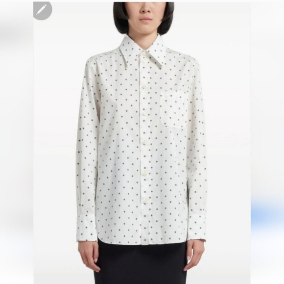 💋5/20 Faded glory polka dot button up top large - Picture 1 of 5